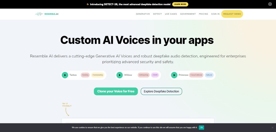 Resemble.ai landing page