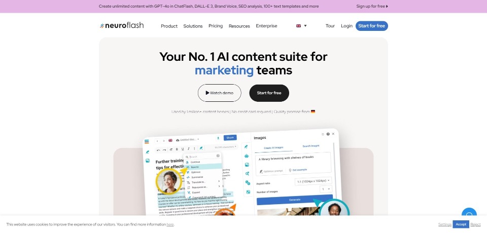 Neuroflash landing page