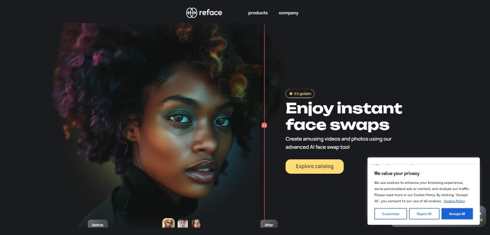 Reface landing page