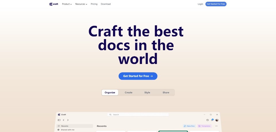 Craft landing page