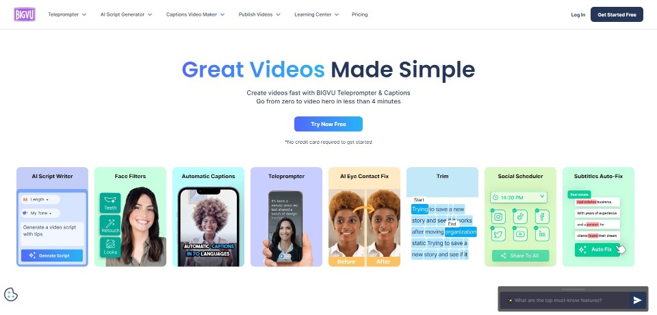 BIGVU landing page