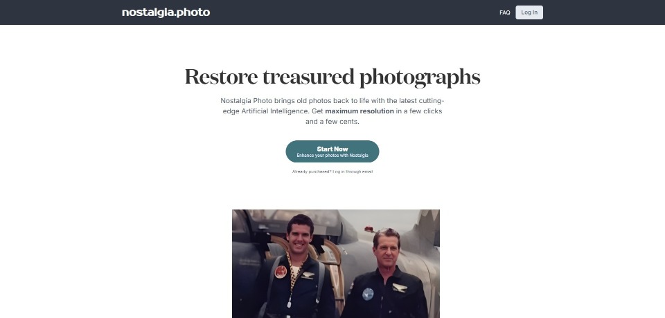 Nostalgia Photos landing page