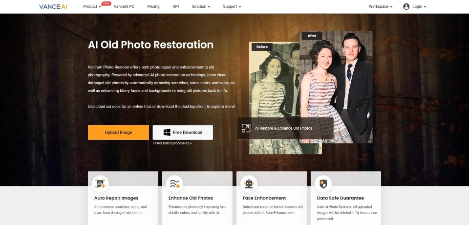 AI Old Photo Restoration landing page