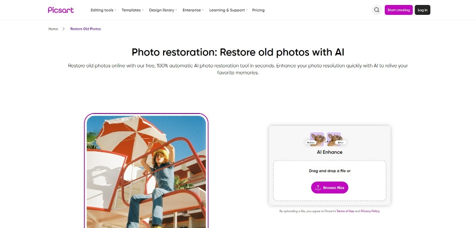 Picsart's AI photo restoration