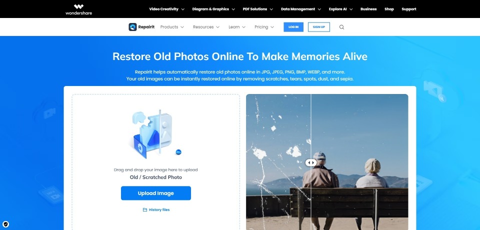 Wondershare Old Photo Restoration landing page