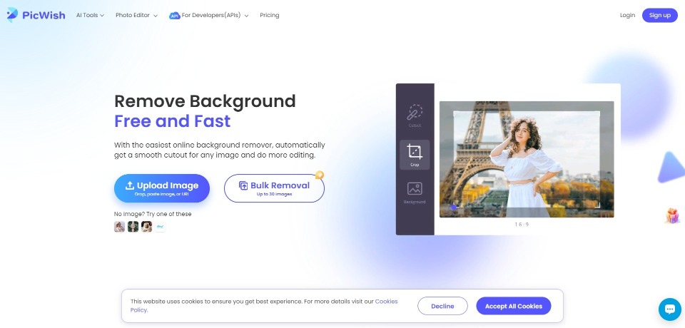 PicWish Remove Background landing page