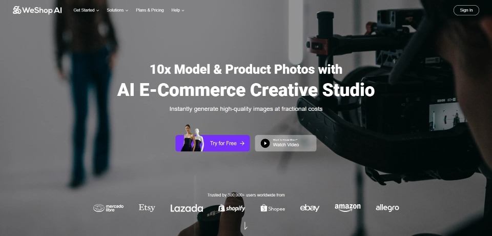 WeShop AI landing page