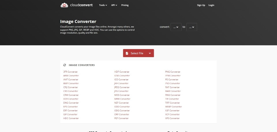 CloudConvert landing page