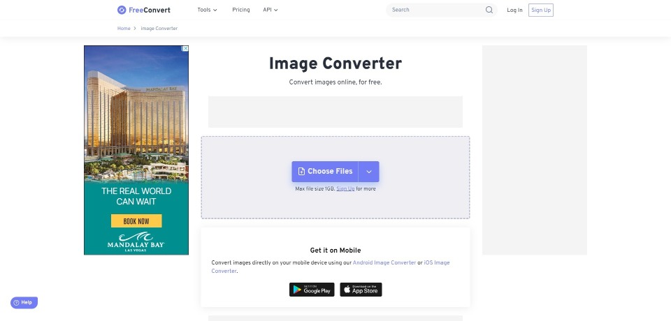 FreeConvert landing page