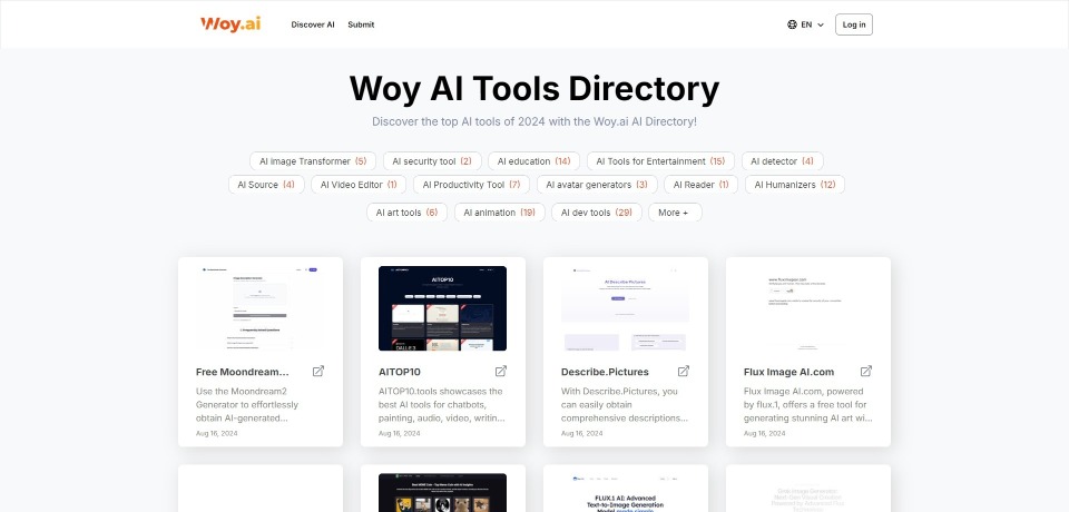 Woy AI landing page