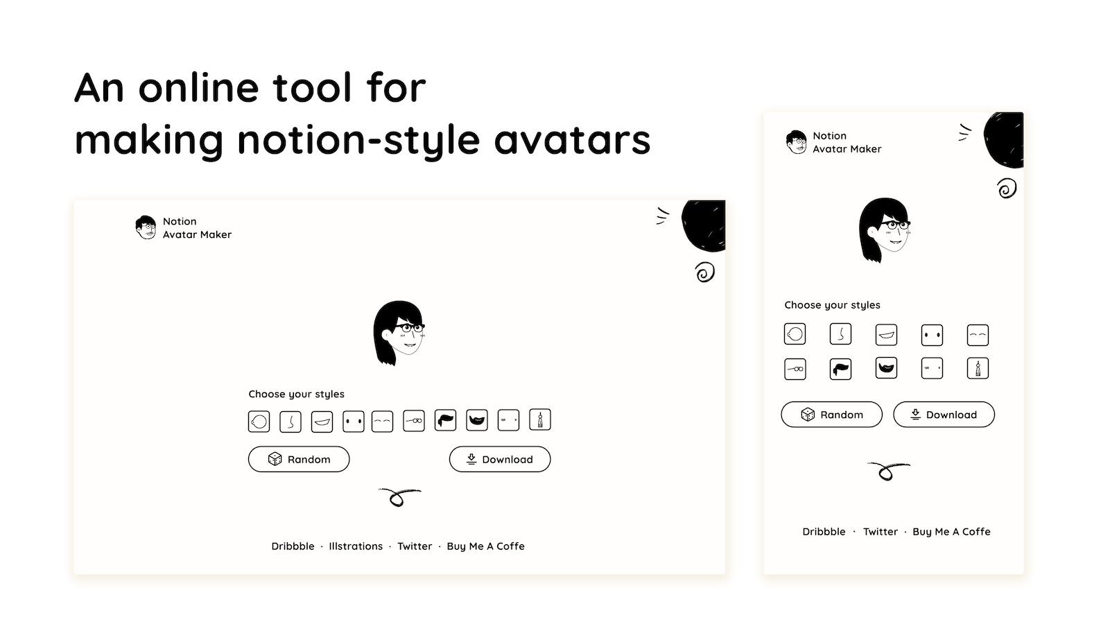 Notion Avatar Maker landing page