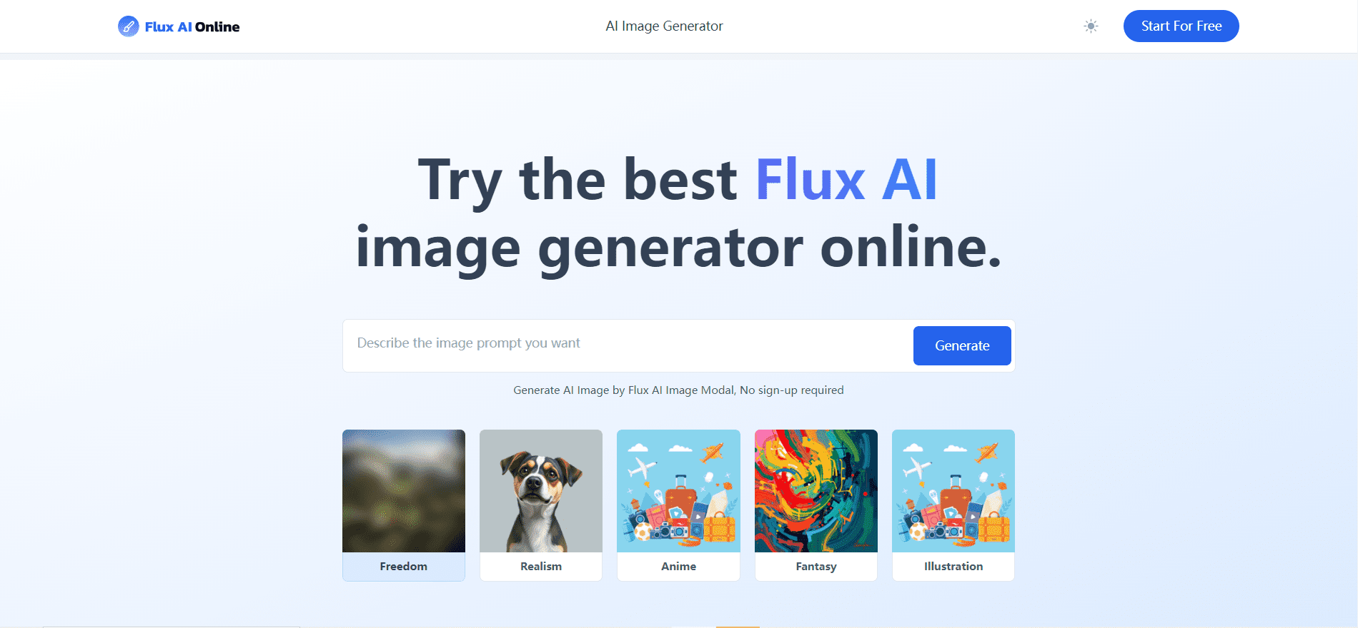 Flux AI landing page