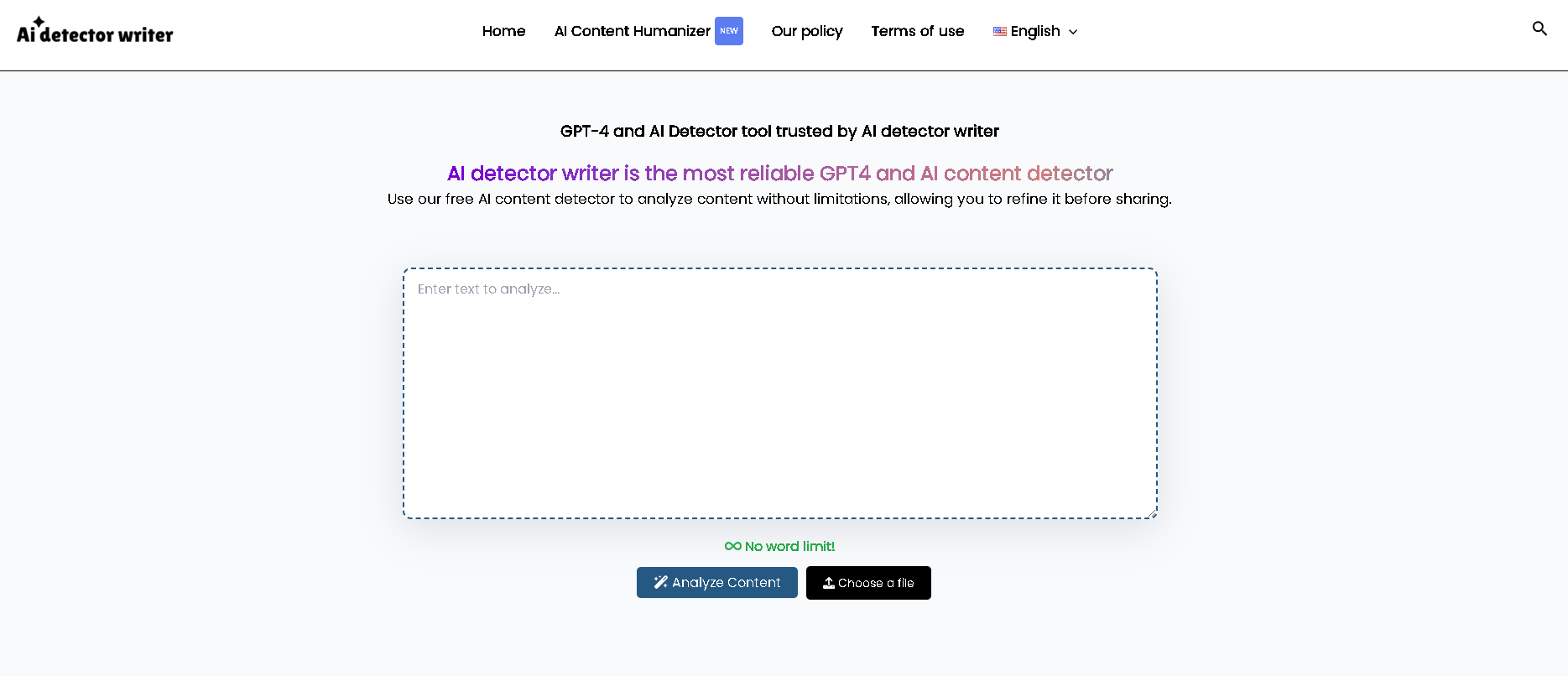 AI Detector Writer landing page