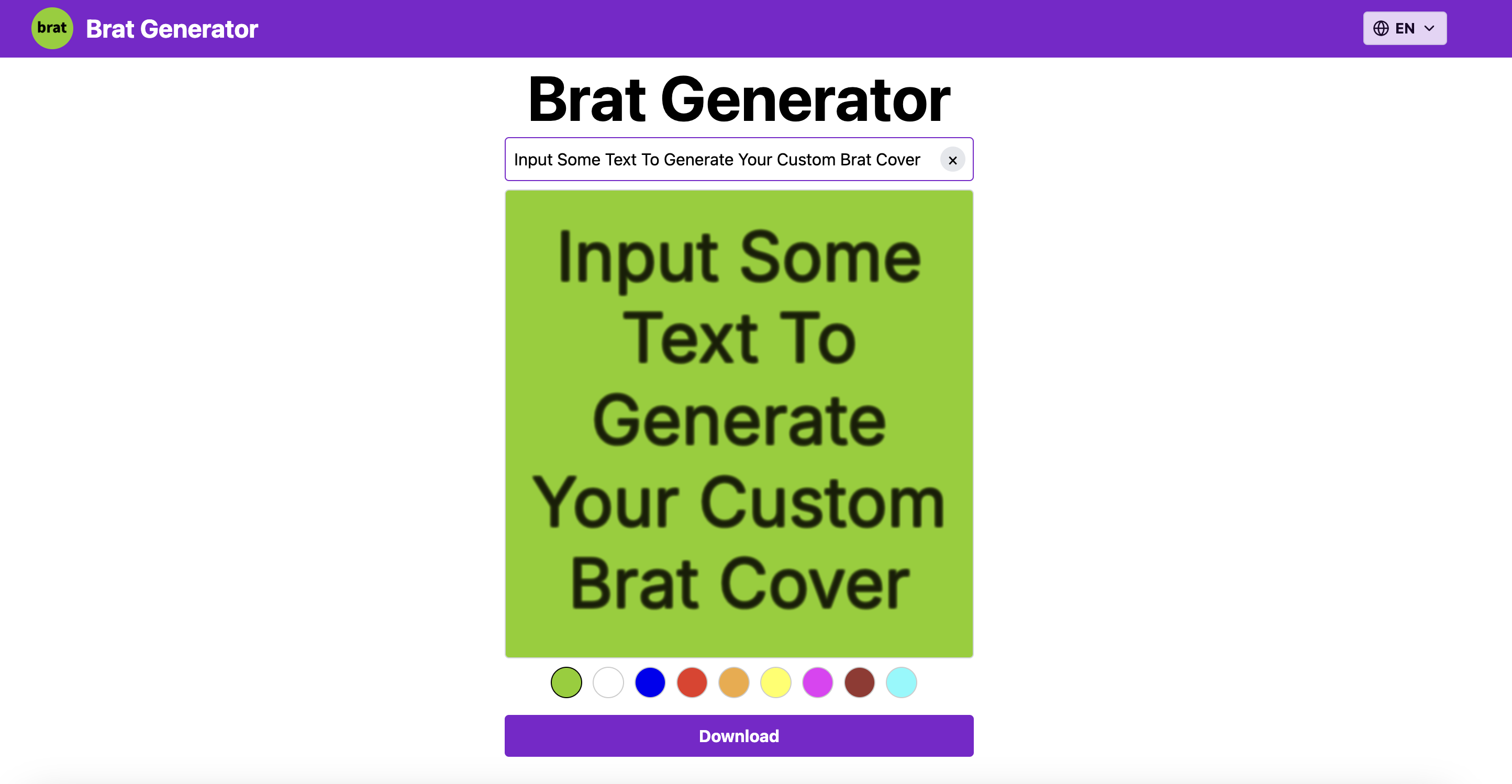 Brat Generator landing page