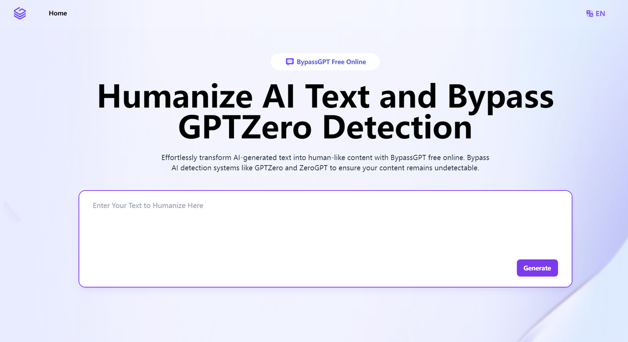 BypassGPT.co: Free AI Text Humanizer landing page