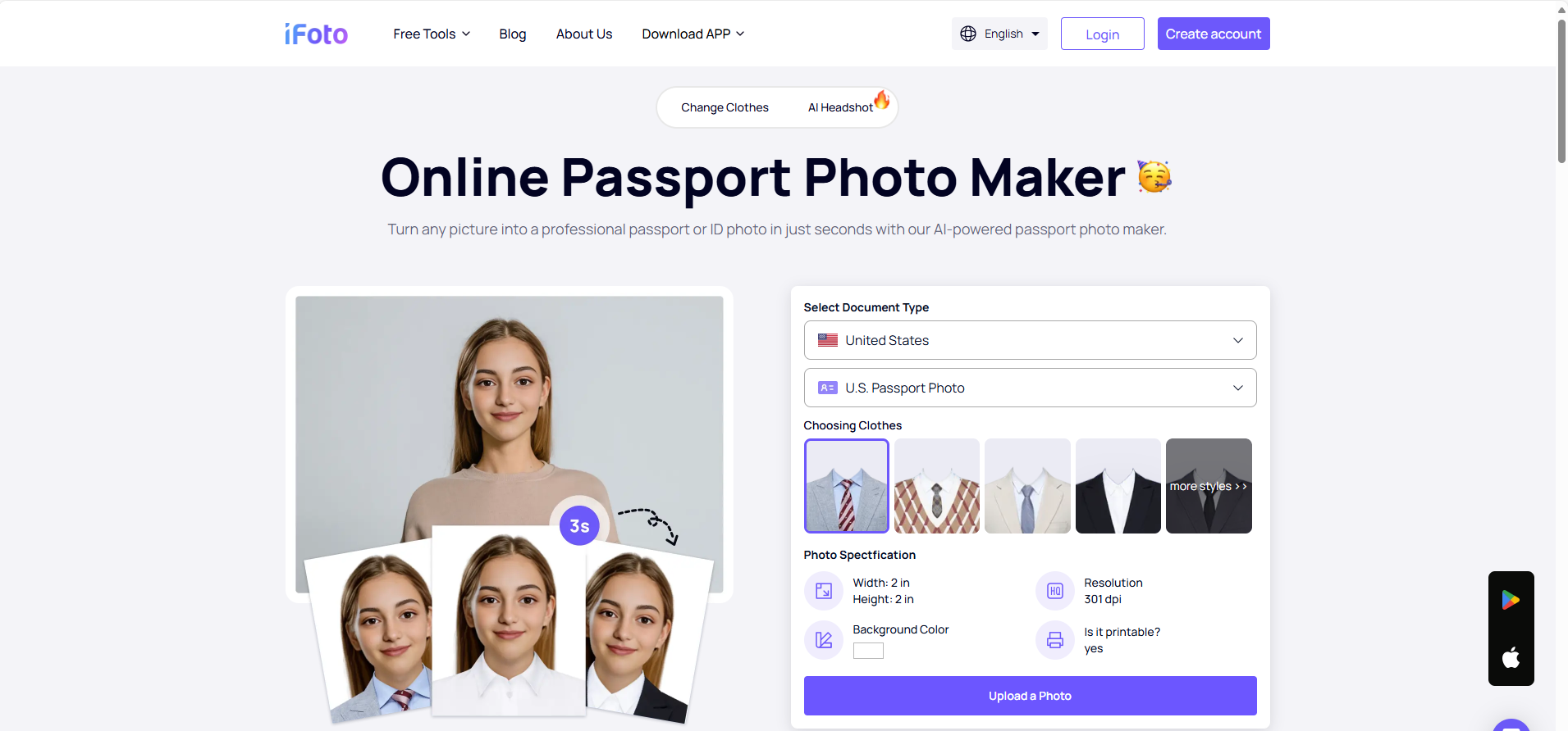 Passport Photo Maker landing page