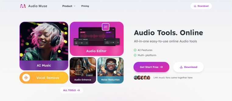 Audio Muse landing page