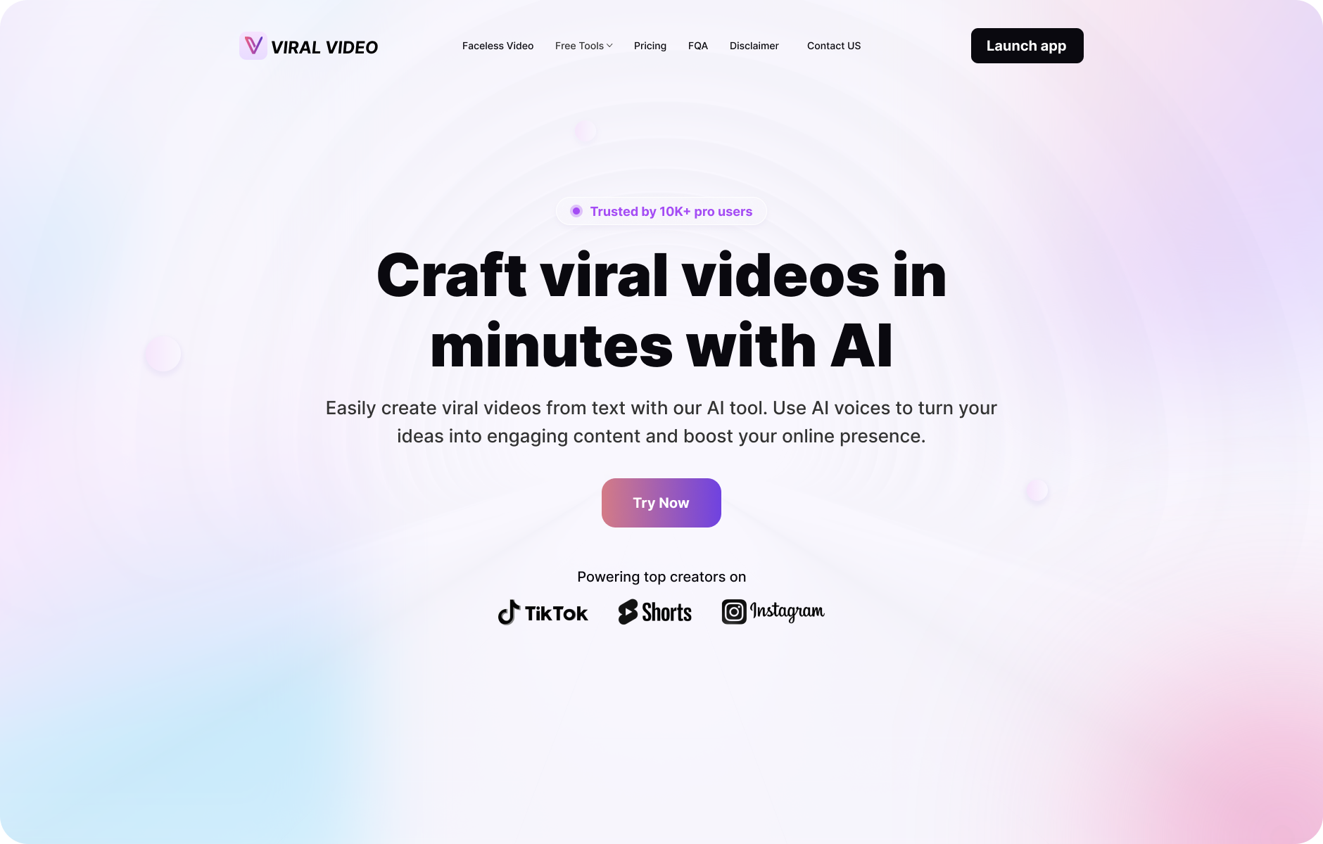 ViralVideo landing page